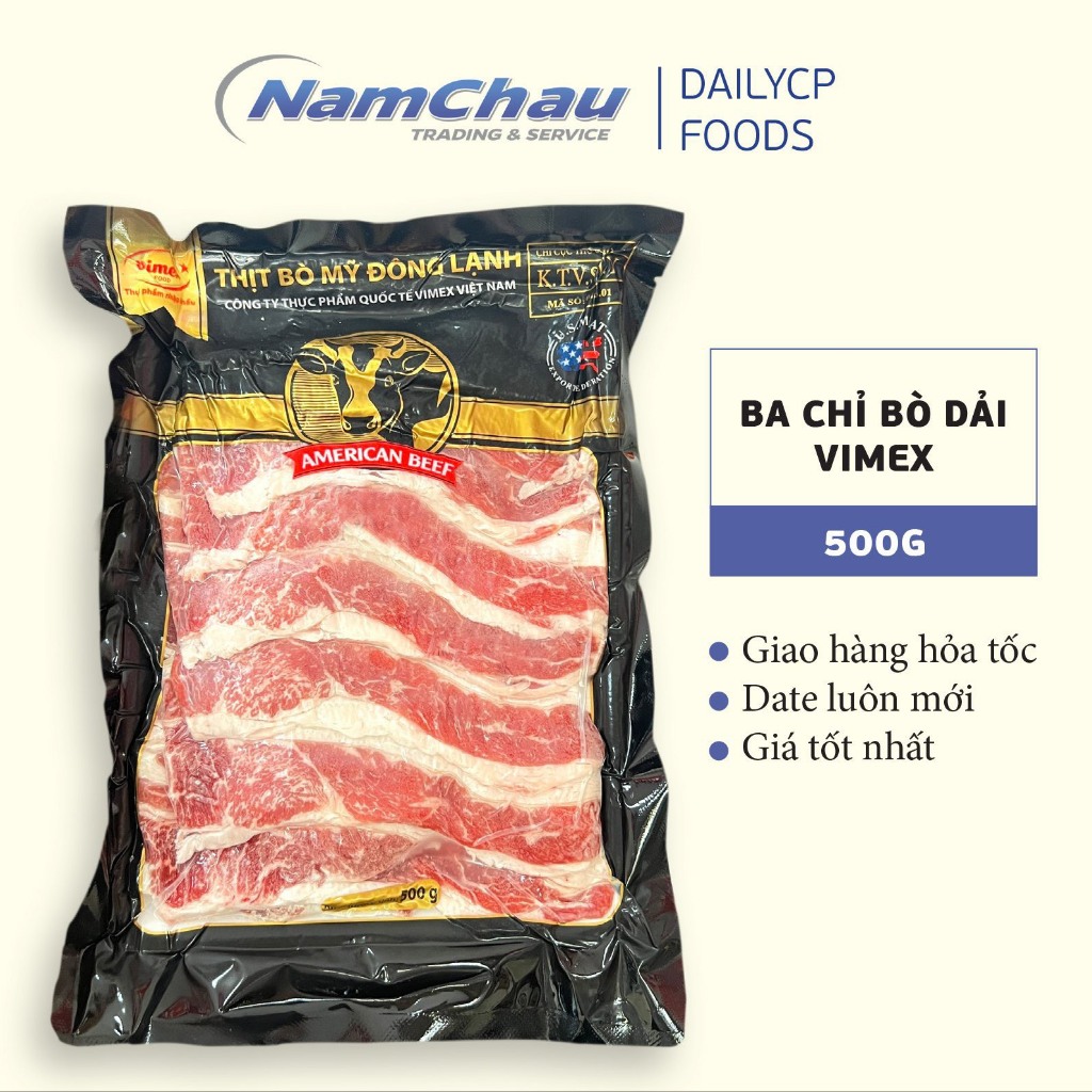 Ba chỉ bò Vimex 500gr thái dải và thái cuộn thả lẩu, nướng [Hà Nội giao hàng hỏa tốc] - DẢI