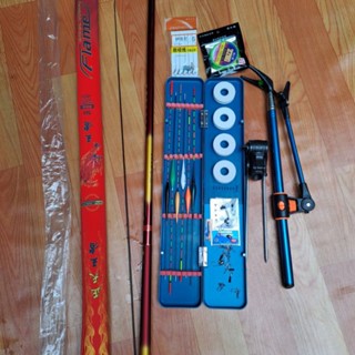 bộ combo cần câu hỏa kỳ lân 5h kèm chống ultra và hộp phao