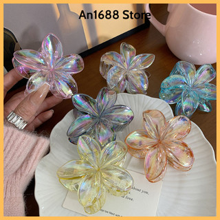 Kẹp tóc hoa sứ ,kẹp tóc hologram trong màu 8cm hot trend - an1688 store