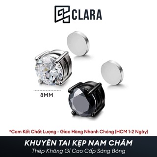Khuyên tai nam châm đính đá không cần bấm lỗ. Bông tai kẹp không cần bấm lỗ Unisex - Clara