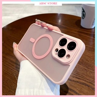 Ốp Lưng iphone Viền Silicon Lưng Acrylic Nhám Mờ Hỗ Trợ Sạc Từ Tính  cho IPhone 11 12 13 14 15 16 17 Pro Max Plus Air