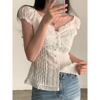 Áo croptop kiểu nữ phối viền bèo cúc bọc chất thô boi ren thêu hoa phong cách hàn quốc, áo sơ mi nữ kiểu phối viền bèo