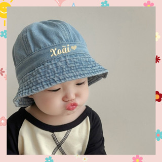 Mũ cho bé gái, bé trai, mũ bò, mũ jean thêu tên cho bé, nón cho bé phong cách Hàn Quốc