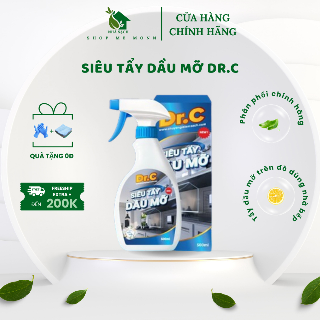 Siêu Tẩy Dầu Mỡ DR.C 500ml Tẩy Vết Dầu Mỡ Trên Xoong Nồi, Chảo, Tấm Hút Mùi, Bếp Ga
