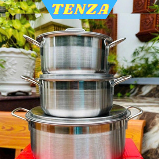 Bộ nồi inox , bộ nồi bếp từ 3 món SONY dùng được mọi loại bếp - bếp ga, bếp từ, bếp hồng ngoại TENZA
