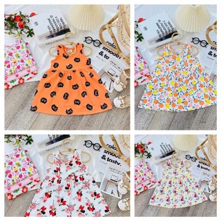 Đầm Váy cotton bé gái- váy ba lỗ cotton xuất mềm, mát