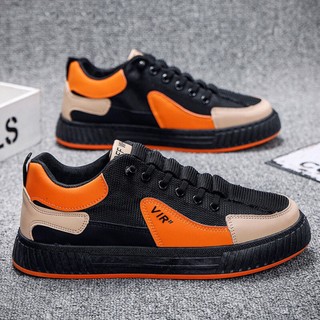 Giày Nam Sneaker, Giày Thể Thao Phối Màu Đen Cam Hottend 2023
