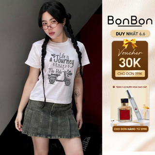 Áo thun BaBy Tee, áo phông nữ ngắn tay, cổ tròn, 100% cotton co giãn 2 chiều BonBon ABBH46