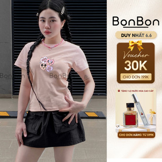 Áo thun BaBy Tee, áo phông nữ ngắn tay, cổ tròn, 100% cotton co giãn 2 chiều BonBon ABBMK13
