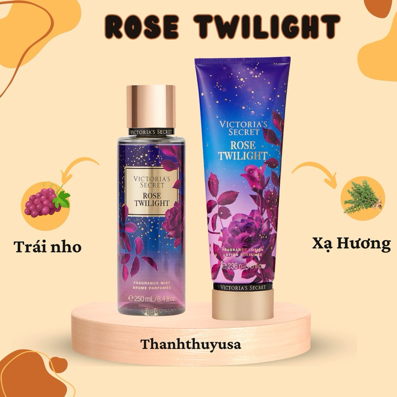 [ ROSE TWILIGHT ] Combo Xịt Thơm Toàn Thân Body Mist, Lotion Victoria's Secret