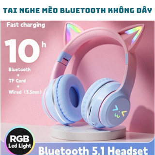 Tai Nghe Mèo Bluetooth Có Led – Phụ Kiện Nghe Nhạc, Học Online & Chơi Game Dành Riêng Cho Tín Đồ Thời Trang Công Nghệ