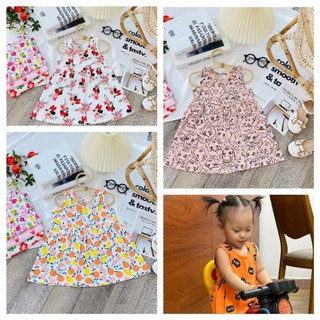 Đầm Váy hai dây cotton bé gái- chất cotton xuất mềm,mát
