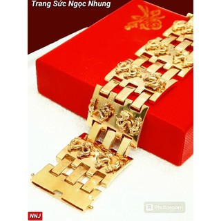 Lắc tay hàng rào khắc rồng đồng đỏ-M67695