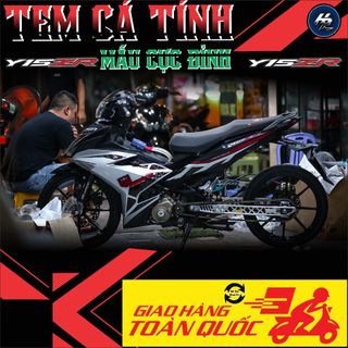 Tem y15zr dán xe exciter 150 dàn áo đen bạc chất,mẫu tem rời in chất liệu decal trắng 3 lớp chống bay màu