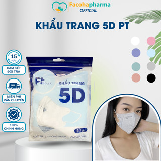 Khẩu trang 5D Mask PT 3 lớp chống nắng lọc bụi hiệu quả hộp 50 cái khẩu trang chính hãng công ty Phương Tuyến x5PT5DO