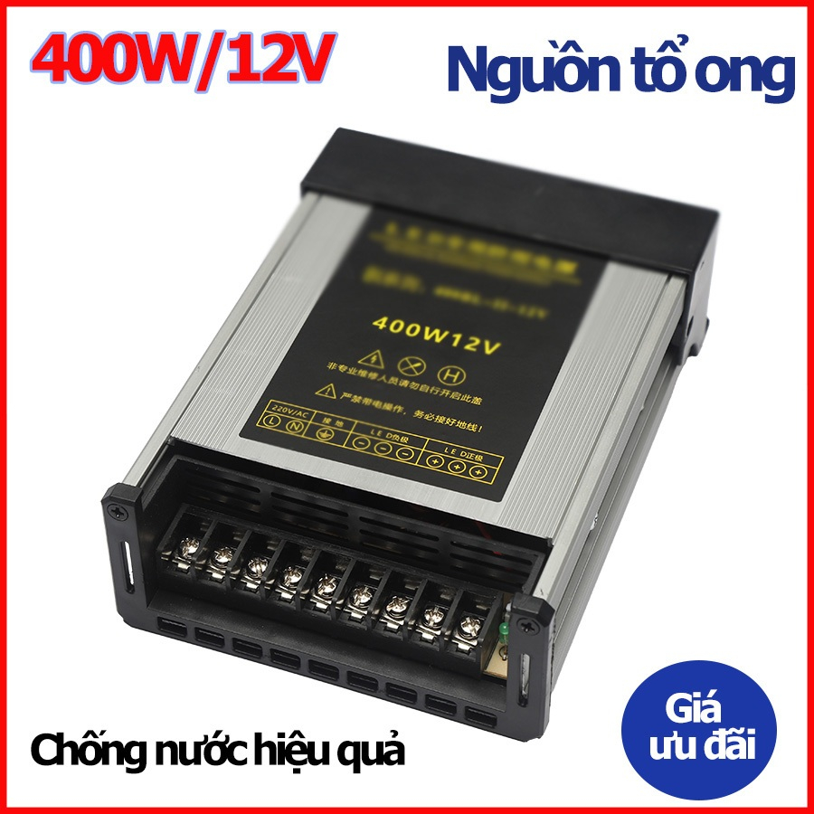 Nguồn led 12v 33A (400W) vỏ nhôm ngoài trời, Nguồn 12V 400W