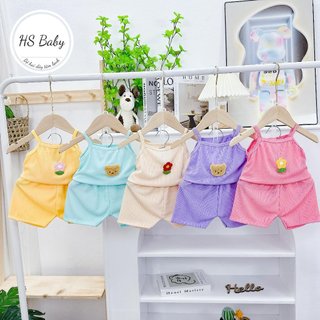 Bộ áo 2 dây cho bé gái tăm lạnh cao cấp mềm mịn in hình dễ thương từ 6-16kg