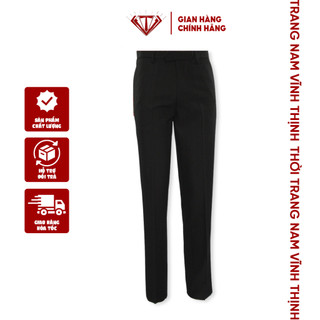 Quần Tây Nam Vĩnh Thịnh 2003 - Quần Âu Nam Màu Đen Có Vân Vải Đứng Form Vải Dày Dặn Không Nhăn Không Xù