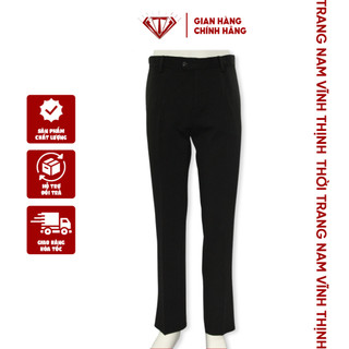 Quần Tây Nam Vĩnh Thịnh 6127.2 - Quần Tây Nam Trung Niên Màu Đen Chất Liệu Co Giãn Ống Đứng Cao Cấp