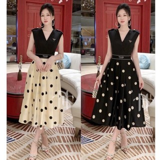 Sét áo phông tay hến mix chân váy bi dáng dài mặc lên from siêu sang MIMOSA789
