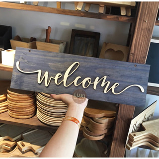 Bảng gỗ treo cửa Welcome lớn 25 LUXI decor