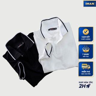 Áo PoLo Nam Nữ Phối Viền Cao Cấp, Polo Trơn Chất Vải Cotton Co Dãn 4 Chiều Bền Đẹp, Thoáng Mát - iMan Store