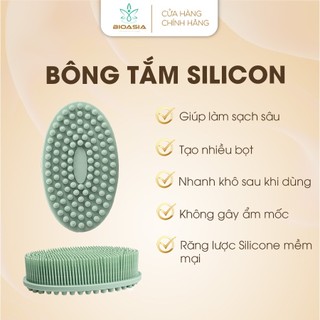 Bông Tắm Bioasia Silicone 2 Mặt Tẩy Tế Bào Chết, Kỳ Đất, Massage Thư Giãn.