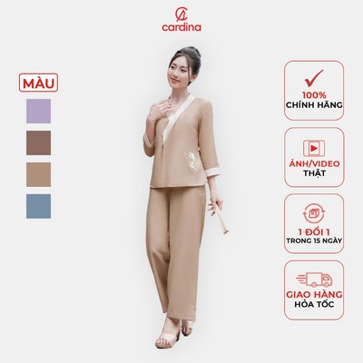 Đồ bộ nữ CARDINA chất liệu đũi bamboo cổ cách tân kiểu dáng nhẹ nhàng thanh lịch thoải mái 4BDD04
