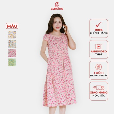 Đầm nữ CARDINA chất liệu lụa Hàn Châu tay hến thiết kế trẻ trung nữ tính nhẹ nhàng thanh lịch 4VSL14