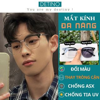 Gọng kính cận nam nữ, mắt kính mát 0 độ nửa gọng vuông tròn đổi màu thời trang cao cấp chống ánh sáng xanh và tia UV K9