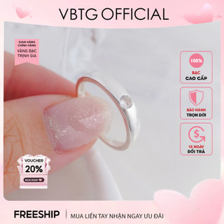 Nhẫn bạc vbtg trơn basic đính đá - nhẫn bạc ta cao cấp vbtg8238