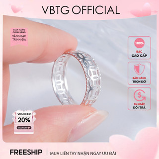 Nhẫn bạc nữ VBTG kim tiền trơn bản mới cao cấp sang trọng - Nhẫn bạc ta cao cấp VBTG8236