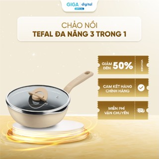 Chảo Nồi Tefal Đa Năng 3 trong 1 - Có nắp thủy tinh giúp nấu nhanh - Phủ chống dính - Điểm báo nhiệt