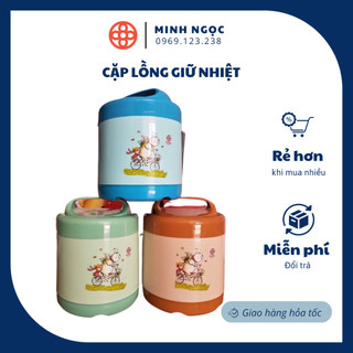 Cặp lồng giữ nhiệt đựng thức ăn 2 tầng, cặp lồng đựng cơm, cháo inox Việt Nhật
