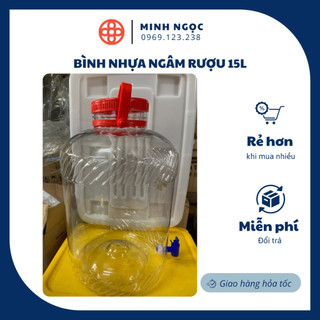 Bình nhựa ngâm rượu 15L có vòi và không vòi Việt Nhật, Bình nước trong suốt ngâm mơ