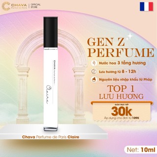 Nước Hoa Nữ CHAVA CLAIRE, Hương Ngọt Ngào, Tự nhiên - Quyến Rũ, Tiêu Chuẩn Pháp (Lưu Hương 8-12h), Dung Tích 10ml
