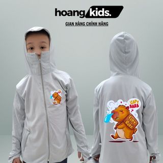 Áo khoác nắng CapyBara chảy nước mũi hoạt hình bé trai Hoangkids,áo nắng in hình Capy Bara chất thông hơi cho trẻ em