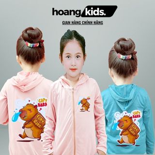 Áo khoác nắng CapyBara chảy nước mũi cho bé gái từ 12-28kg Hoangkids,áo nắng Capy Bara chất thông hơi có túi bên trong