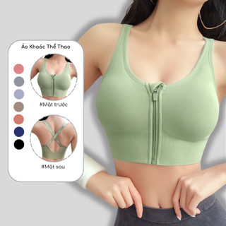 ÁO BRA THỂ THAO NỮ TẬP GYM KHOÁ KÉO, YOGA, AEROBIC VẢI DỆT KIM CO DÃN TỐT, TÔN DÁNG EVASPORT