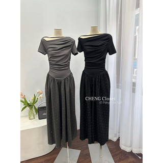 váy maxi đá lệch vai