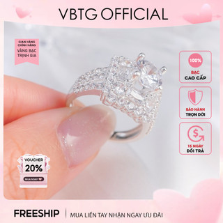 Nhẫn bạc nữ vbtg vương miện đính đá vuông cao cấp - vbtg8224