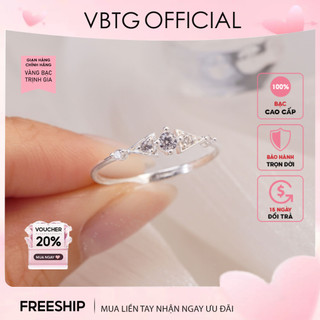 Nhẫn bạc nữ vbtg tam giác đính đá - nhẫn bạc ta cao cấp vbtg8218
