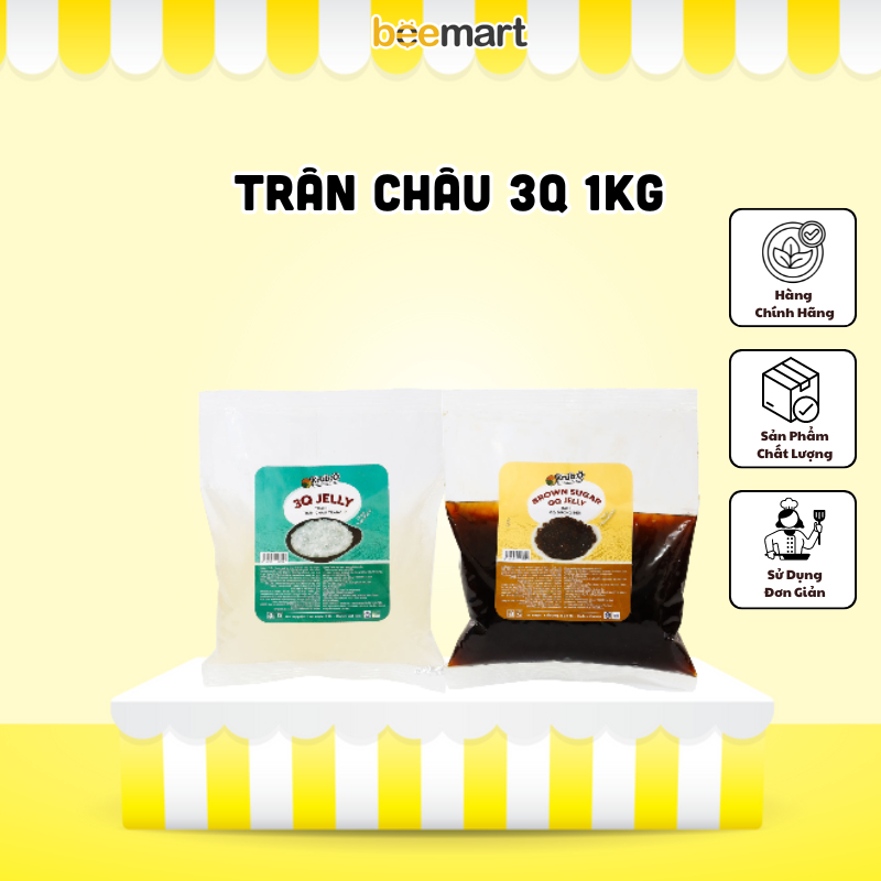 Trân Châu 3Q gói 1kg (Trân châu ăn liền. giòn)