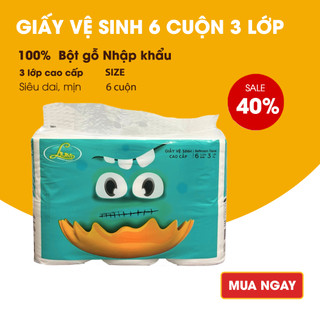 Giấy vệ sinh cao cấp Lium 6 cuộn 3 lớp giấy vệ sinh chất liệu nhập khẩu mềm mịn không tẩy trắng