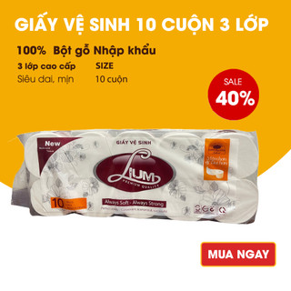 Giấy vệ sinh cao cấp Lium 10 cuộn 3 lớp không lõi mềm mịn không tẩy trắng hàng chính hãng