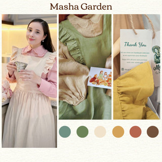 Tạp dề vintage thiết kế từ vải sợi tự nhiên linen mềm mại | độc quyền của masha garden