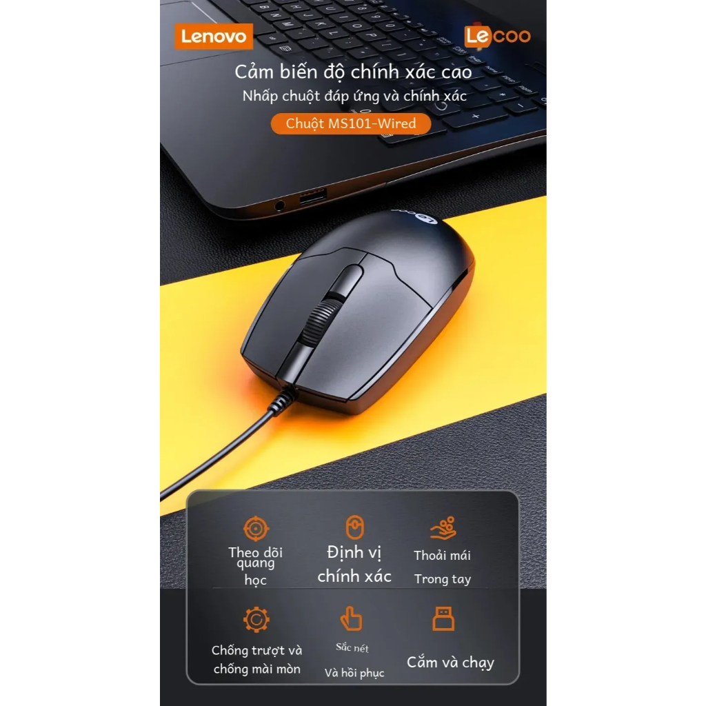 Chuột USB có dây Lecoo Ms101 (cua Lenovo)