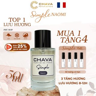 Nước Hoa Nữ CHAVA SIMPLE NAOMI 50ml, Tự Tin - Cởi Mở - Phóng Khoáng, Chính Hãng - Tiêu Chuẩn Pháp (Lưu Hương 8 - 12h)