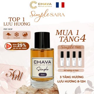 Nước Hoa Nữ, Nước Hoa CHAVA SIMPLE SARA 50ml, Lôi Cuốn - Phóng Khoáng,Chính Hãng -Theo Tiêu Chuẩn Pháp (Lưu Hương 8-12h)