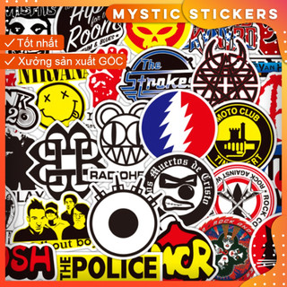 [ Nhạc Rock] 50 Sticker chống nước/dán xe laptop mũ bảo hiểm vali...